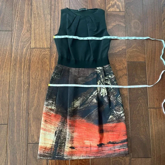 Alberta Ferretti | Silk Taffeta Cocktail Dress - Black & Red & Tan / Sz 6 - Picture 14 of 15